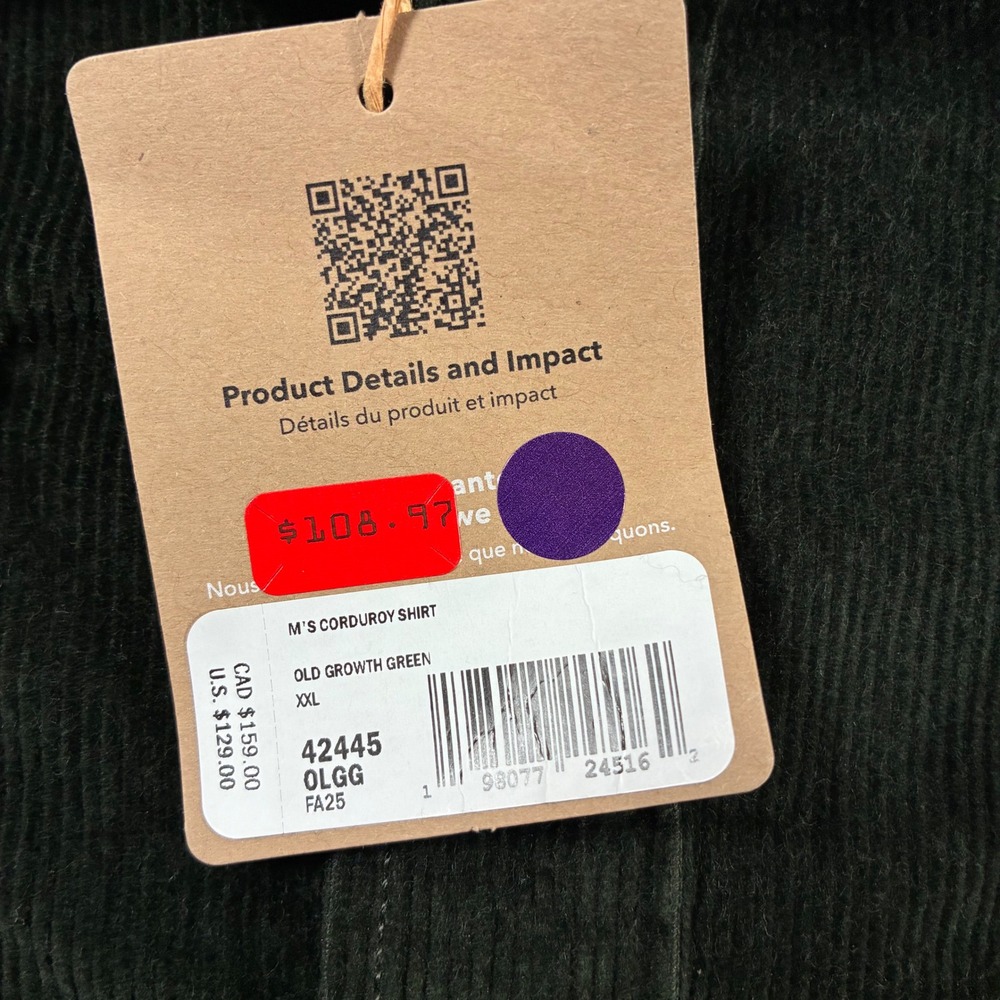 NEW Patagonia Corduroy Shirt 2XL Old Growth Green Shacket 42445 OLGG - Picture 4 of 10